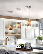 karyfine Mini Pendant Lights Kitchen Island,Blown Art Glass Pendant Light Fixtures with Brush Nickel Finish Coffee Brown Hanging Lamp Shade for Kitchen Over Sink,Hallway,Bathroom Dining Room - color: Coffee Brown-1Pack