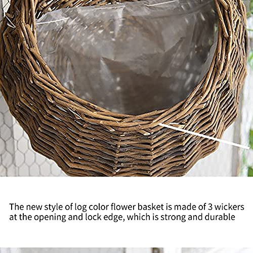 2PCS Woven Wall Hanging Baskets for Organizing Flower Plants Boho Decor, Wall Mounted Planter Basket, Flower Pot Natural Wicker Rattan Plant Flower Pot Home Garden Wedding Wall Decorations (Brown) - color: Brown