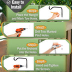 Lifyzoon 12 Inch Plant Hanger Brackets, 2 Pack Metal Hanging Wall Hooks | Heavy Duty Steel, Rustproof Outdoor, Large Basket Hook, For Bird Feeders, Hanging Wind Chimes, Fence Wall, Garden Decor - size: 12Inch-2Pack