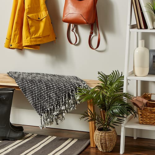 DII Textured Acryllic Woven Throw, Farmhouse Fringe Blanket, 50x60, Black/White - color: Black/White