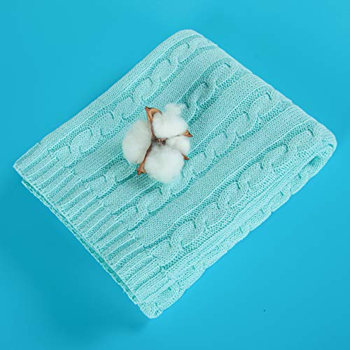 NTBAY 100% Pure Cotton Cable Knit Toddler Blanket, Super Soft Warm Breathable 30x40 Baby Blanket for Crib, Stroller, Nursery, Travel, Newborn, 30x40 Inches, Light Blue - color: Light Blue