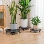 ZXZYHFTY Round Wooden Plant Stand with Wheels, 2 Packs Rolling Plant Stand with 360°Lockable Wheels for Vertical Garden Towers, Vertical Planting Tanks, Plant Pots, Wastebaskets (Black, 14") - color: Black, size: 14"