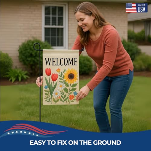 Custom Garden Flag with Pole Stand by DreamController; Personalized Yard Flag 12x18 Inch; 16x33 Holder Included; Upload Photo Text Logo; Made in USA; Fast Delivery - color: Garden Flag Custom