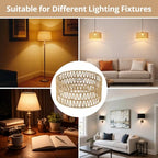 Rattan Lamp Shade, Retro Farmhouse Wicker Lampshade Replacement, 12.6" D×6.3" H Large Cylinder Woven Lamp Shade for Floor Light, Pendant Light, Chandelier