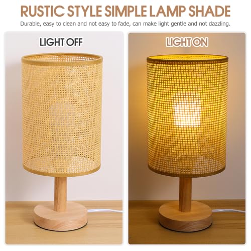 Angoily Rattan Lamp Shade for Table Lamps Woven Lamp Shade Cover for E27 Bulb Rustic Wicker for Bedroom Living Room Office Kitchen Entryway Decor