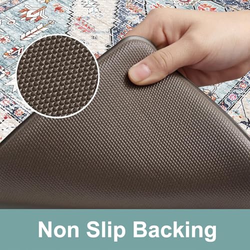 KIMODE Farmhouse Kitchen Mats, Anti Fatigue Kitchen Rugs Sets of 2, Non Slip Paded Kitchen Floor Mats, Blue Boho Laundry Room Rug, Ergonomic Cushioned Comfort Standing Mat for Office, Sink, Desk - color: Multi Blue, size: 17.3" x 47 "+ 17.3" x 29 "--0.47