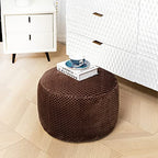 Asuprui Pouf Ottoman Unstuffed Round Poof Seat Foot Stool Ottoman Foot Rest No Filler 20x20x12 Inches Fuzzy Chair Floor Pouf Storage for Living Room Bedroom Coffee - color: Coffee