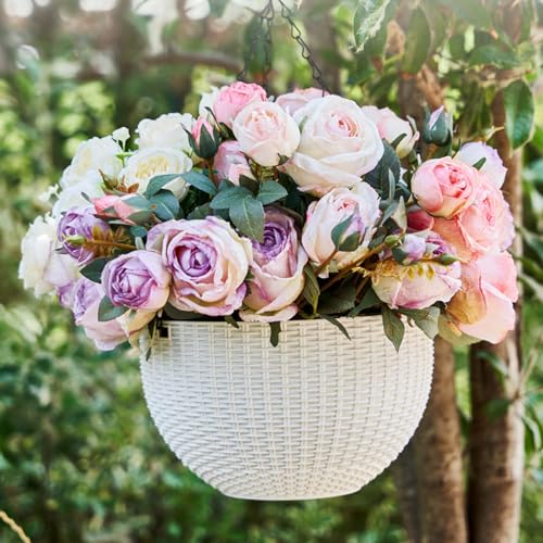 Rattan Styles Hanging Planter Flower Pots Hanging Basket for Indoor Outdoor Plant Home Garden Balcony Decoration - color: Purple