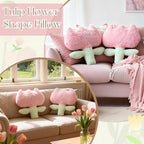 Pink Easter Tulip Pillows Flowers Throw Pillows 15.75 Inch Tulip Plush Floor Cushions Farmhouse Style Cotton Tufted Pillowcases for Sofa Couch Bed Chair Room Decoration