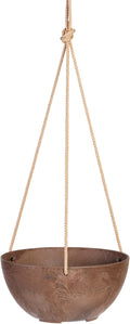 Root & Vessel Self Watering Hanging Planter for Indoor or Outdoor Plants, Unique Marbled Hanging Basket Made of Eco-Friendly Blend of Stone & Plastic, Rust, 10"