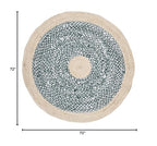 SAFAVIEH Cape Cod Collection 6' Round Light Blue / Natural CAP210M Handmade Braided Jute & Cotton Area Rug - color: Light Blue/Natural, size: 6' (Round)