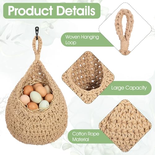 6 Pack Hanging Fruit Baskets for Kitchen Boho Wall Hanging Baskets for Organizing Handwoven Wall Fruit Basket Boho HangingWall Basket for Garlic Potato Onion Home Fruits and Vegetable StorageBaskets