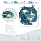 LVTXIII Outdoor Bistro Chair Cushions, 15"x15"x4" Round Patio Chair Cushions, All Weather Tufted Seat Cushions for Patio Furniture Use, Set of 2, Swaying Palms Blue - color: Swaying Palms Blue