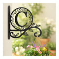 Personalized Metal Initial Letter C Plant Hanger Bracket, Decorative Wall Mount Hanging Plant Hook, Monogram Floral Leaf Garden Decor for Hanging Baskets, Bird Feeders, Lanterns, Wind Chimes - style: C