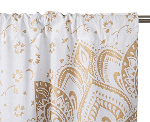 Popular Handicrafts Indian Hippie Bohemian Beautiful Passion Ombre Color Mandala Curtain Panels White Gold - color: Gold, size: 36"W x 51"L (Pack of 2)