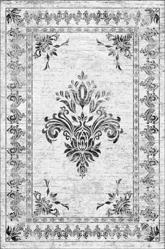 Black Grey Distressed Traditional Medallion Area Rug for Livingroom Bedroom Washable Soft Antique Rug Under Dining Table Retro Accent Office Kitchen Carpet Mat 2x3 - color: I, size: 2' x 3' (Rectangular)