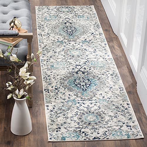 SAFAVIEH Madison Collection Runner Rug - 2'3" x 12', Cream & Light Grey, Boho Chic Glam Paisley Design, Non-Shedding & Easy Care, Ideal for High Traffic Areas in Living Room, Bedroom (MAD600C) - color: Cream/Light Grey, size: 2'3" x 12' (Runner)