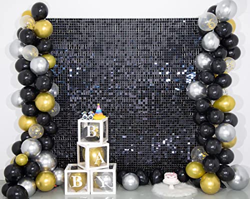 Kate Square Black Sequin Backdrop Panels for Party Decoration Glitter Sequin Panel (Pack of 12) - color: Black