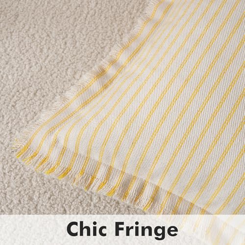 MIULEE Pack of 2 Yellow Pillow Covers 20x20 Inch Striped Farmhouse Couch Spring Throw Pillow Covers with Fringe Chic Cotton Decorative Cushion Covers for Summer Sofa Living Room Bed Outdoor Home Decor - color: Yellow, size: 20" x 20" (Pack of 2)