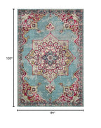 Rugs.com Fleur Collection Rug – 7' x 10' Light Blue Medium-Pile Rug Perfect for Bedrooms, Dining Rooms, Living Rooms - color: Light Blue 11, size: 7' x 10' (Rectangular)