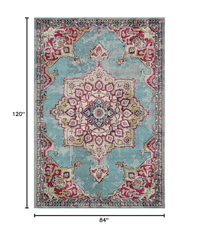 Rugs.com Fleur Collection Rug – 7' x 10' Light Blue Medium-Pile Rug Perfect for Bedrooms, Dining Rooms, Living Rooms - color: Light Blue 11, size: 7' x 10' (Rectangular)