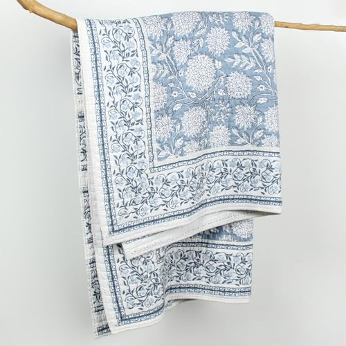 Levtex Home - Adare Blue - Throw - Bordered Floral - Blue, Navy and White - Quilted Throw (50x60in.) - Cotton - color: Blue