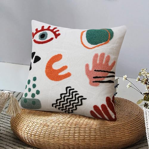 Merrycolor Boho Abstract Pillow Covers Colorful Woman Face Line Cute Pillow Cases Mid Century Aesthetic Modern Boho Pillows Decorative Throw Pillows for Bed Couch Living Room,1PC 18×18 inch - color: Colorful, size: 18" x 18" (Pack of 1)