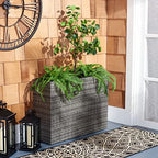 SAFAVIEH Outdoor - Rita Grey Brown Wicker 3-Tier Plant Stand with Baskets, Vertical Flower Rack Planter Shelf for Patio, Balcony, Garden, 32.28"W x 11.02"D x 24.8"H (PAT7705C) - color: Grey/Brown