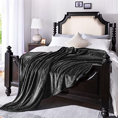 JIAHANNHA Fleece Blanket 50 by 60 Throw Blankets for Sofa Couch Bed Dark Grey Sofa Blanket 280GSM,Super Soft Cozy and Luxury Bed Blanket for All Season Throw(50"×60") - color: Dark Grey, size: Throw(50"×60")