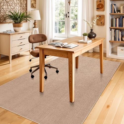 4x6 Jute Area Rug Washable: Non-Slip Indoor Floor Mat - Carpet for Living Room Entryway Kitchen Dining Room - Thin Low Pile Rugs Braided Woven Durable Farmhouse Decor (Beige,4x6) - color: Beige, size: 4' x 6' (Rectangular)