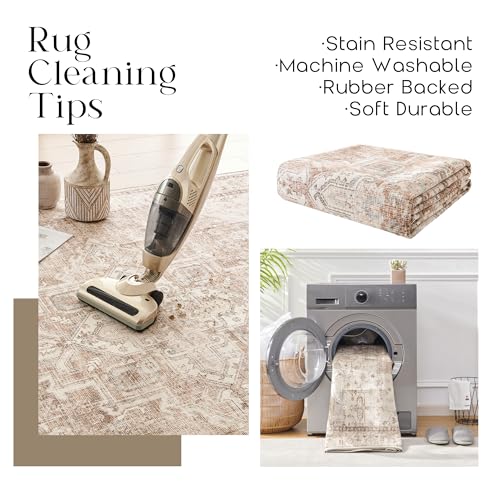 Small Area Rug 2x3, Non Slip Neutral Farmhouse Persian Washable Entryway Rug Indoor, Tan Beige and Light Brown Rust Pattern - color: Coffee/Rust Brown, size: 2' x 3' (Rectangular)