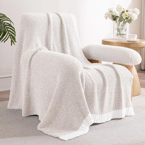 Exclusivo Mezcla Checkered Knit Throw Blanket, Ultra Soft and Warm Reversible Woven Blankets, Cozy Snuggly Throw for Couch Bed and Home Decor, Heather Camel, 50"x60" - color: Heather Camel, size: Throw (50"x60")