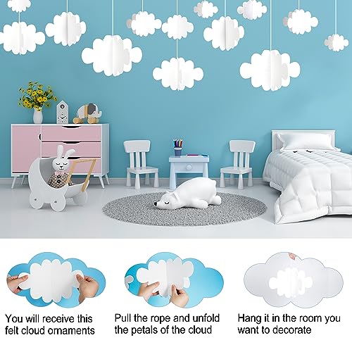 Ayfjovs 18 PCS 3D Cloud Decoration, Artificial Hanging Clouds for Ceiling, White Felt Ornaments for Art Stage, Wedding, Nursery, Children's Room, Baby Baptism Party - style: 3D Style-18pcs