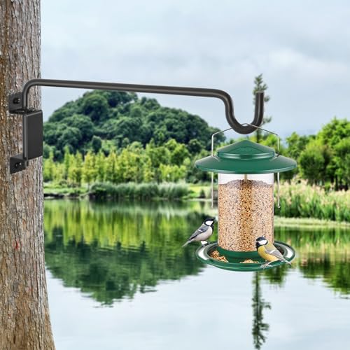 AILIN YELOKIE 16" 360° Swivel Plant Hange - Heavy Duty Solid Steel Wall Hook, 12-Directional Adjustable for Bird Feeders, Outdoor/Indoor Plants, Garden & Patio, Rust-Resistant Black - color: Black, size: 16in-2U-Swivel