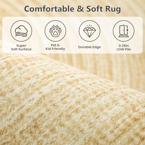 Asrug Imitation Jute Low Pile Round Rug Area Rug Washable Non-Slip Circle Rug Soft Plush Touch Circle Rugs Round for Kitchen Bathroom Living Bedroom Nursery, Carpet 3ft /36 inch/91 cm Yellow - color: Yellow, size: 3ft