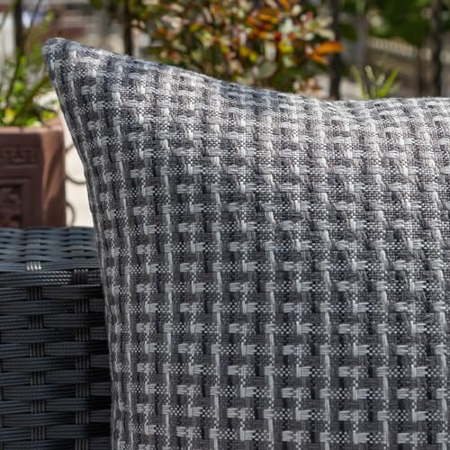 Kevin Textile Outdoor Waterproof Throw Pillow Covers Pack of 2 Weaving Texture Water Resistant Outside Decorative Cushion Covers for Garden Patio Tent Balcony Bench Couch Sofa 16x16 Inch, Dark Grey - color: Dark Grey, size: 16" x 16" (Pack of 2)