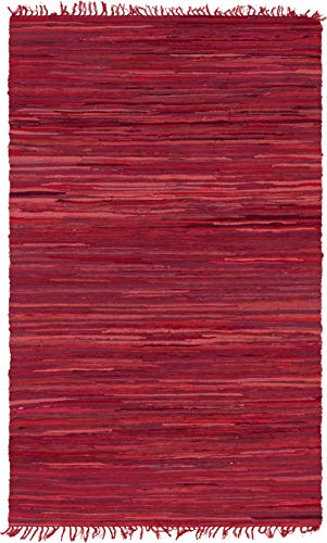 Unique Loom Chindi Cotton Collection Soft Hand Woven Natural Fiber Striped Area Rug, 5 ft x 8 ft, Red/Purple - color: Red/Purple, size: 5' x 8' (Rectangular)