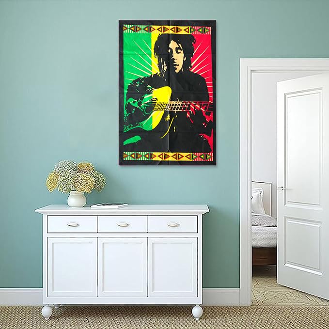 Rastogi Handicrafts Hendrix Guitar 40" X 30" Poster Size Tapestry Decorative Indian Dorm Decor Cotton Tapestry Indian Multi Colored Wall Poster Indian Deity (RH-146) - color: Rh-146