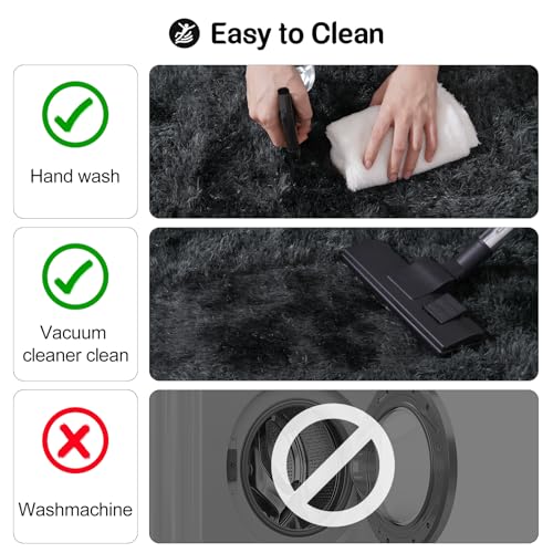 qulint 2x3 Black Grey Rug for Bedroom, Fluffy Small Area Rug for Living Room Soft Shag Fuzzy Bedroom Carpet, Shaggy Modern Alfombras for Kids Boys and Girls Decor (2ft x 3ft, Tie-Dyed Black Gray) - color: Blackgrey, size: 2' x 3' (Rectangular)