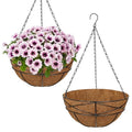 2 Pack 12 inch Metal Hanging Baskets for Plants Outdoor Metal Wire Hanging Basket Planter with Coco Fiber Liners Flower Pots for Home Porch Garden Patio, Diamond-Shaped - size: 12" x 2 Pack, style: Diamond