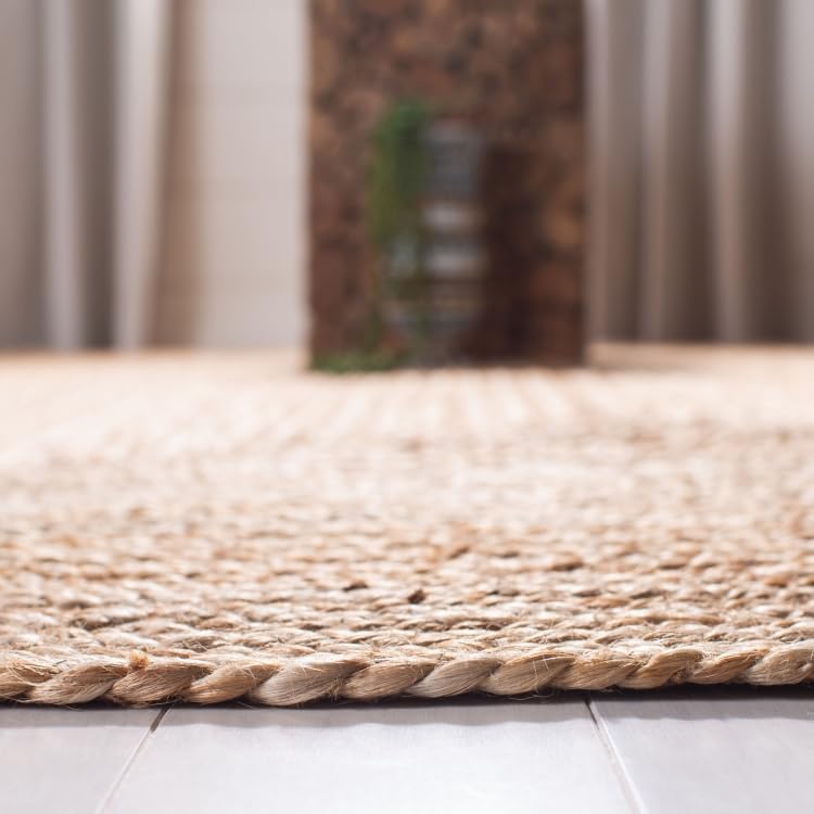 SAFAVIEH Area Rug 3' Round - Cape Cod Collection- Natural Brown, Handmade Braided Flat Weave Jute (CAP252A) - size: 3' (Round)