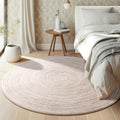 Asrug Imitation Jute Low Pile Round Rug Area Rug Washable Non-Slip Circle Rug Soft Plush Touch Circle Rugs Round for Kitchen Bathroom Living Bedroom Nursery, Carpet 4ft /48 inch/122 cm Khaki - color: Khaki, size: 4ft