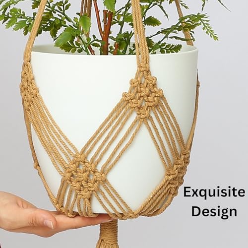 2 Pack Macrame Planter Hanger for up to 8" Pot, Indoor Hanging Planter | Plant Hanger Indoor, Hanging Plants Holder Basket | No Plant or Pot Included - color: Caramel