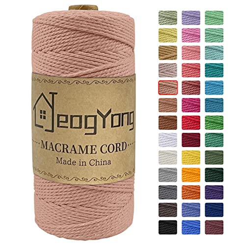 JeogYong Macrame Cord 2mm x 218 Yards, 3-Strand Twisted Natural Cotton Rope, Cotton String Coloured Craft Cord for Plant Hanger Wall Hanging Knitting Crafts, Brick Red Color - color: Brick Red