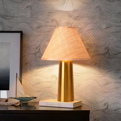 Brass Gold Rattan Table Lamp for Bedroom, Modern Lamps for Bedside Nightstand, Small Table Rattan Shape Lamps for Small Spaces for Kitchen Counter, Home Office, Living Room, Kids Dorm - color: Gold