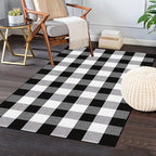 Buffalo Plaid Rug 3'x5' Black and White Checkered Rug Front Door Mat Outdoor Cotton Washable Front Porch Rug Layered Doormats for Front Porch/Farmhouse/Entryway - size: 3'x 5'