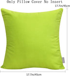 Thmyo 4-Pack 100% Cotton Comfortable Solid Decorative Throw Pillow Case, Square Cushion Cover Pillowcase Sublimation Blank Pillow Covers DIY Throw Pillowcase for Sofa(18x18inch/45x45cm,Light Green)