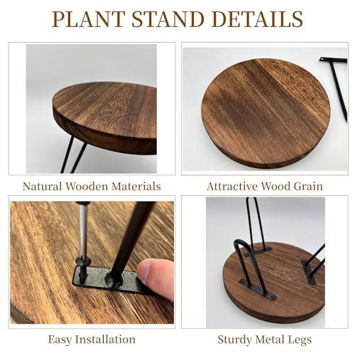 Wood Plant Stand Indoor Outdoor, 10'' Wooden Planter Stands Fit 5-12 Inch Pot, Plant Stool Flower Pot Stand Gardening Display Pedestals for Decor Living Room Balcony, Office, Patio - size: Medium