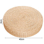 Comfortable Round Seat Cushion Woven Floor Cushion, Natural Straw Pouf Tatami Floor Poufs Meditation Cushion 40cm - size: 40cm