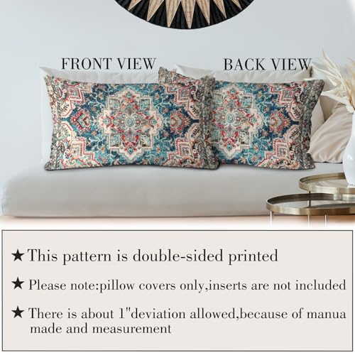 Boho Throw Pillow Covers 12x20 inch Set of 2,Boho Vintage Carpet Pattern Antique Ethnic Decor Double Sided Pattern Cushion Cover Soft Pillow Case Living Sofa Room Bed Square Pillow Cover - color: Boho-11, size: 20" x 12" (Pack of 2)
